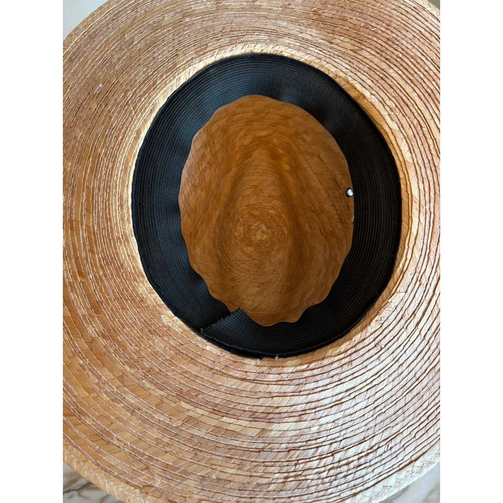 Straw Sun Hat Wide Brim Panama‎ Style Striped Band